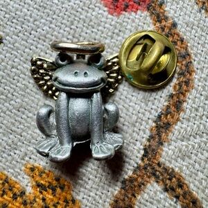 Silver and Gold Animal Brooch with Textured Wings